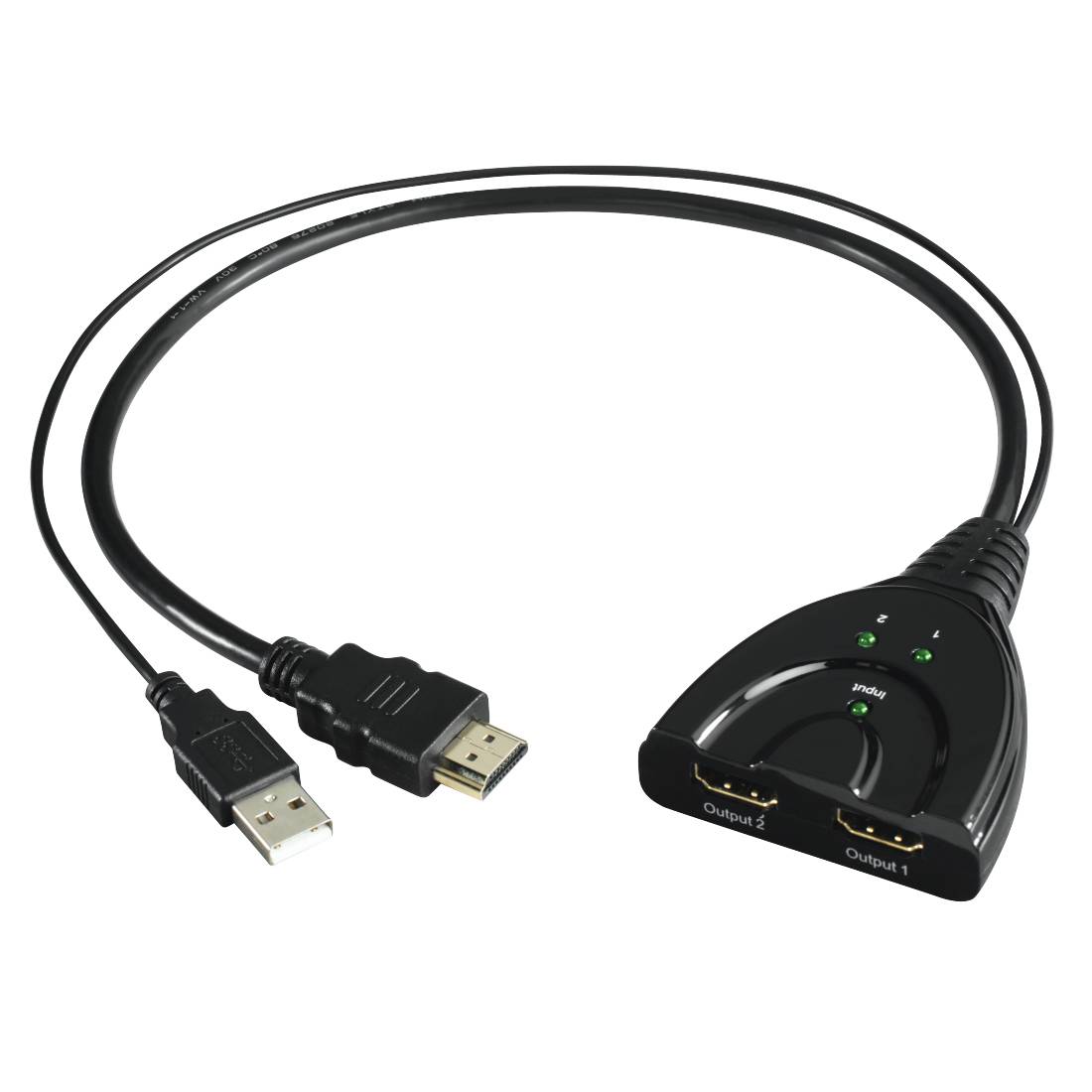 Hama 2-way - HDMI Splitter - Schwarz - 4K Unterstützung