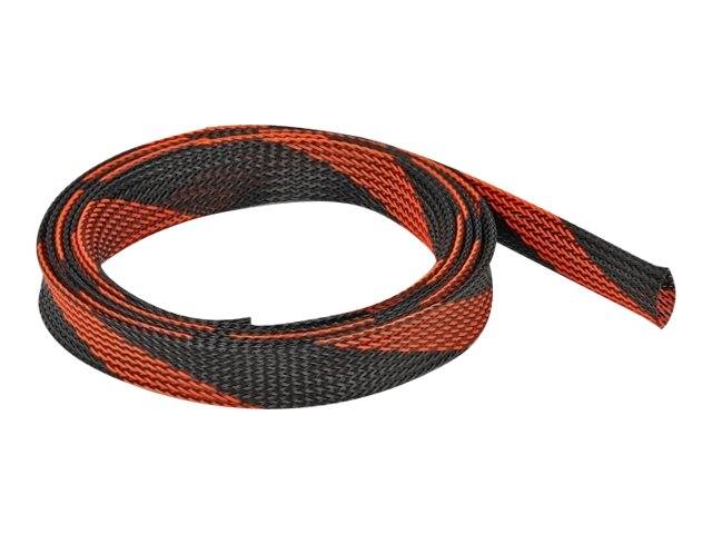 Delock Geflechtschlauch - 2 m - Schwarz, Rot - Geflechtschlauch dehnbar 2 m x 19