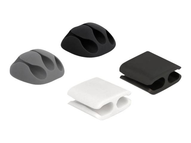 Delock - Set Kabelhalter und Kabelclip - Grau
