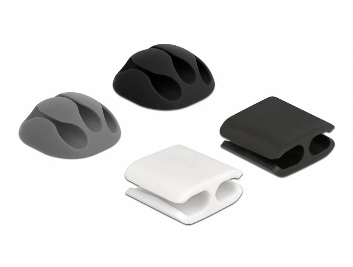 Delock - Set Kabelhalter und Kabelclip - Grau