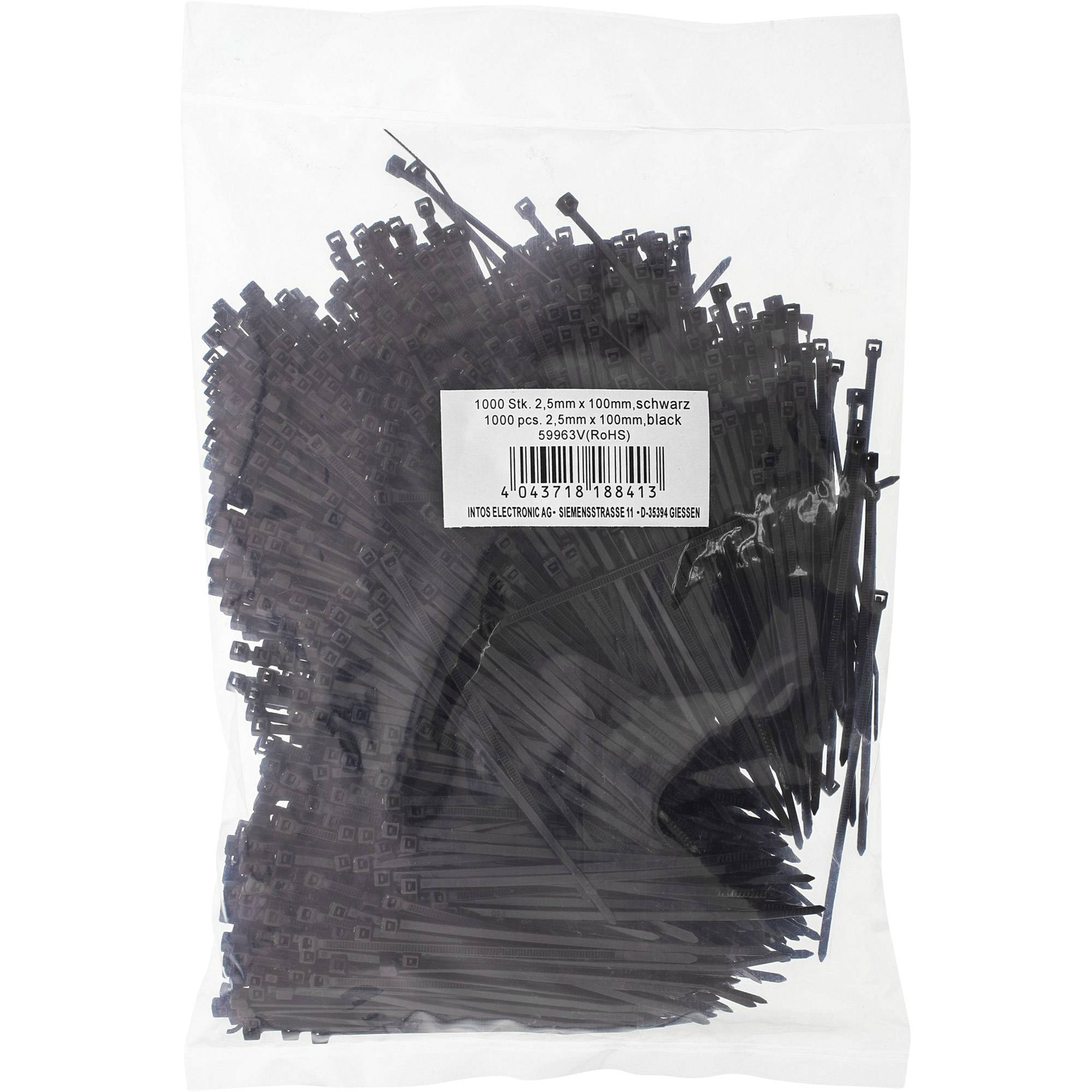 INLINE - Kabelbinder - Länge 100mm - Breite 2,5mm - schwarz - 1000 Stück - bulk