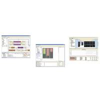 Drei kleine Software-Screenshots zeigen verschiedene Interface-Ansichten mit farbigen Blöcken und Diagrammen, wahrscheinlich Analyse- oder Überwachungs-Dashboards.
