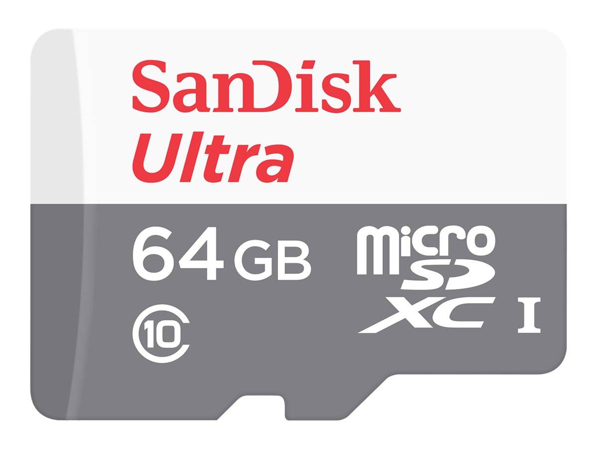 SanDisk Ultra 64GB microSDXC Speicherkarte mit Class 10 und UHS-I Markierungen