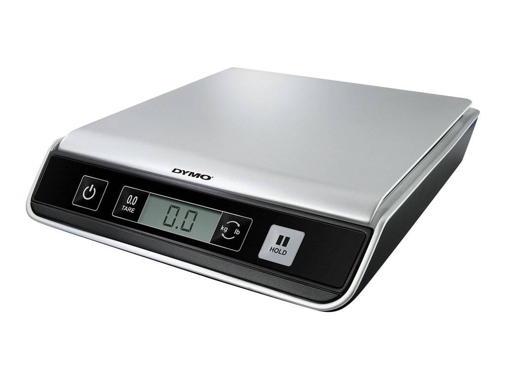 Digitale Küchenwaage aus Edelstahl mit LCD-Display und Tara-, Einheits- und Hold-Tasten.