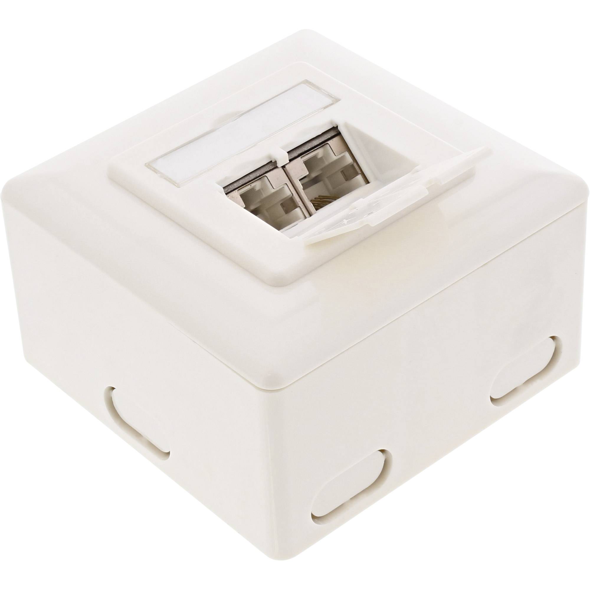 INLINE - Cat.6 Anschlussdose - AP/UP 2x RJ45 Buchse - RAL9010 - weiß - senkrecht