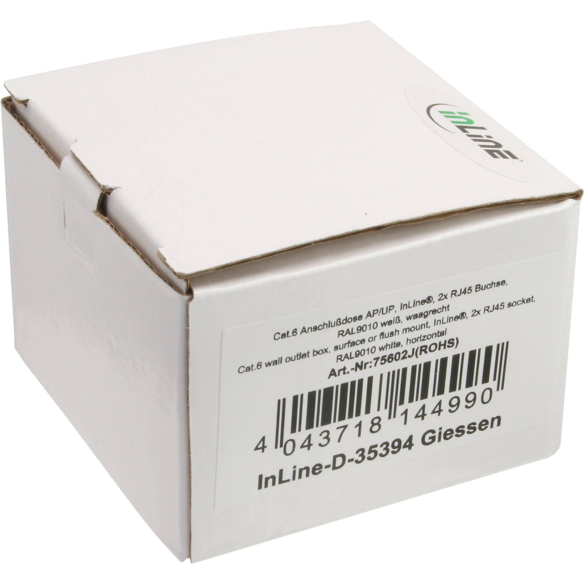 INLINE - Cat.6 Anschlussdose - AP/UP 2x RJ45 Buchse - RAL9010 - weiß - senkrecht