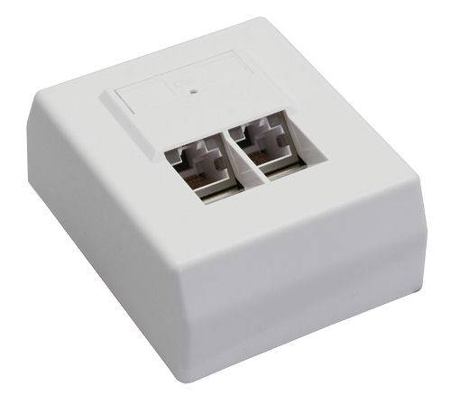 INLINE - Cat.5e Anschlussdose - AP 2x RJ45 Buchse - RAL 9010 - weiß