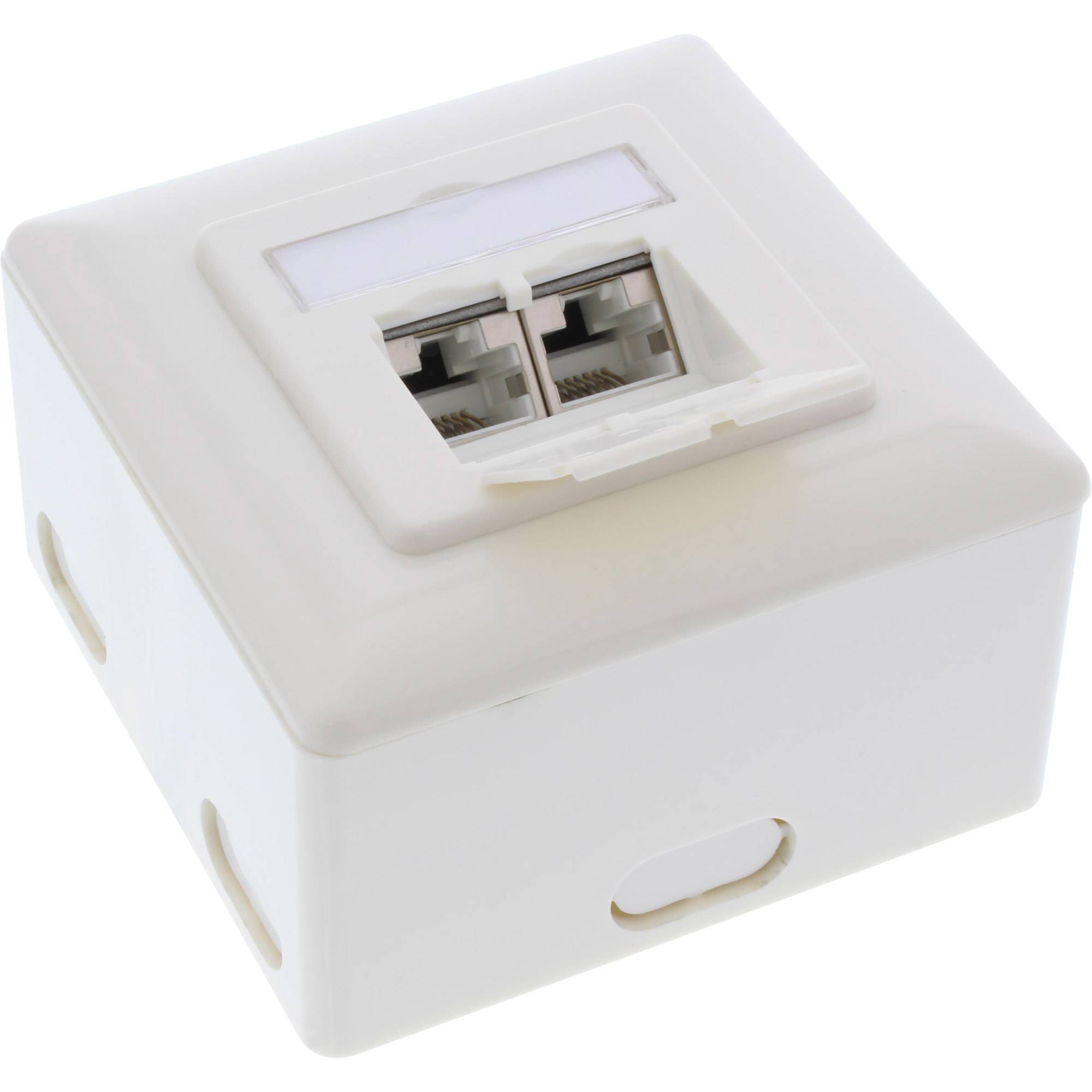 INLINE - Cat.6A Anschlussdose - AP/UP 2x RJ45 Buchse - RAL9010 - weiß - senkrecht