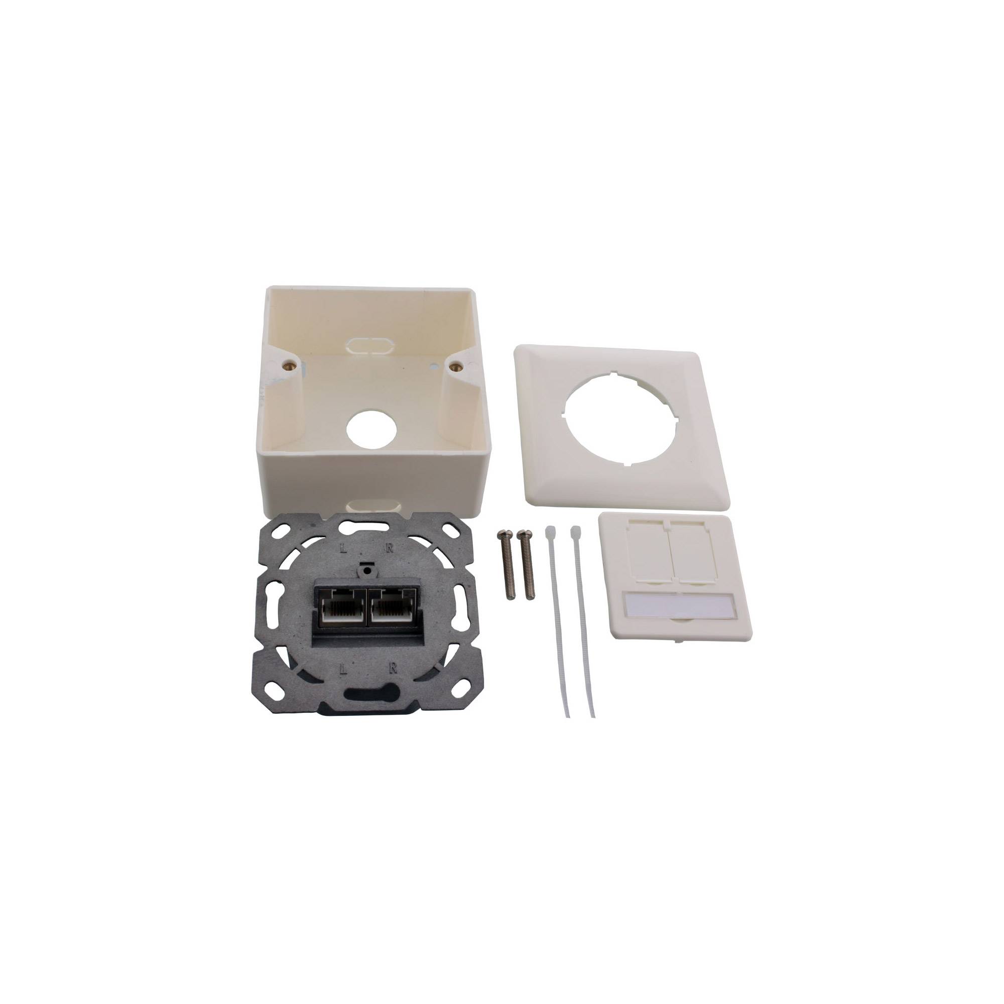 INLINE - Cat.6A Anschlussdose - AP/UP 2x RJ45 Buchse - RAL9010 - weiß - senkrecht