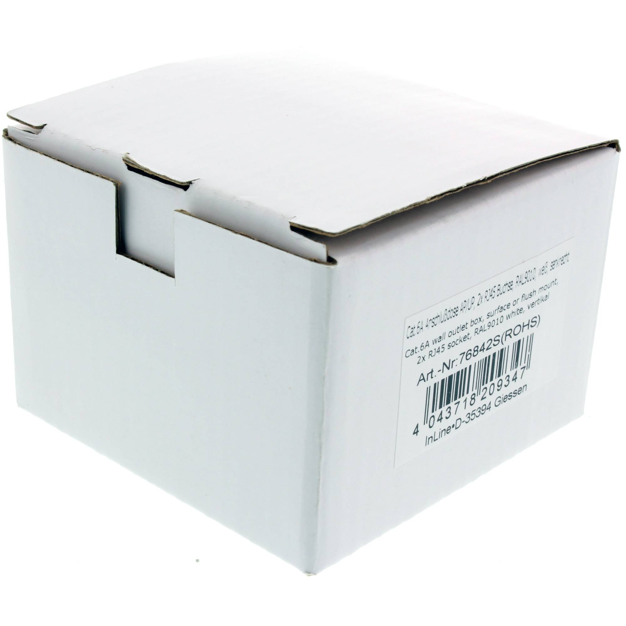 INLINE - Cat.6A Anschlussdose - AP/UP 2x RJ45 Buchse - RAL9010 - weiß - senkrecht