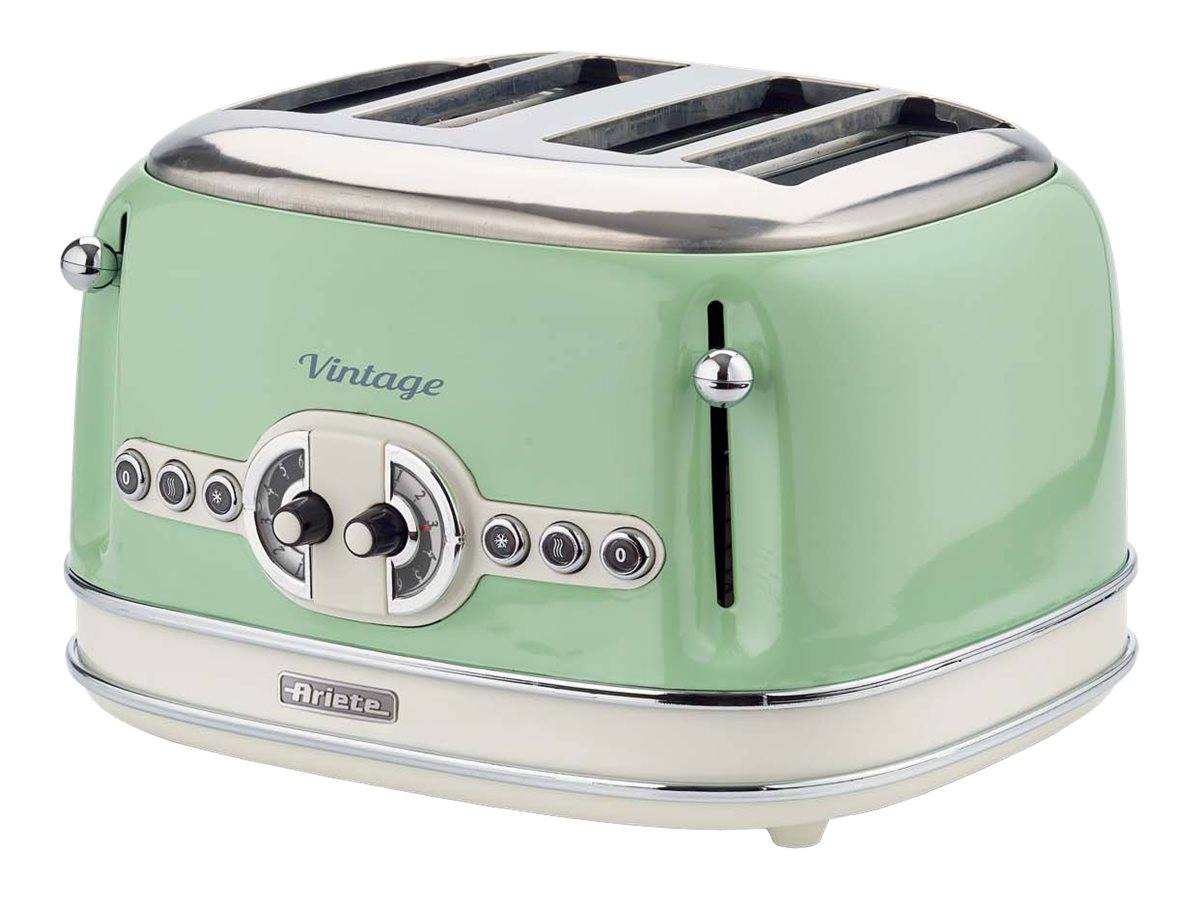 Minzgrüner Vintage-Toaster für vier Scheiben mit Chromelementen und 