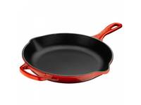Le Creuset Brat- und Servierpfanne, Allzweckpfanne, Schwarz, Rot, Eisenguss, Keramik, Gas, Induktion, Eisenguss, 23 cm