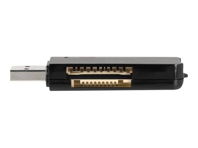 Schwarzes USB-Speicherlaufwerk mit freiliegender Leiterplatte und USB-A-Anschluss auf weißem Hintergrund
