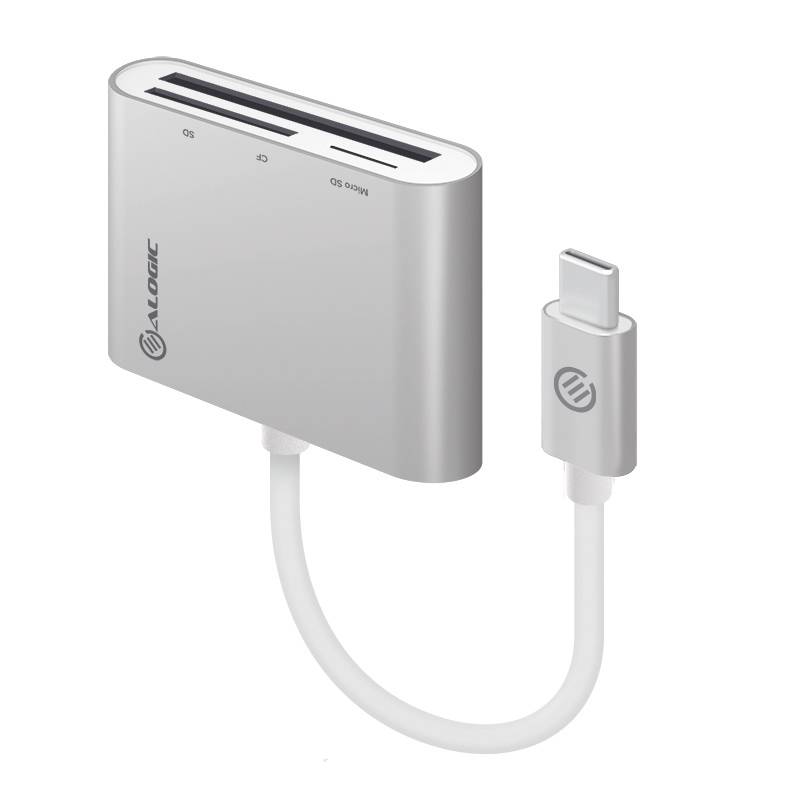 Kartenleser USB-C SD, Micro SD, Compact Flash Silber