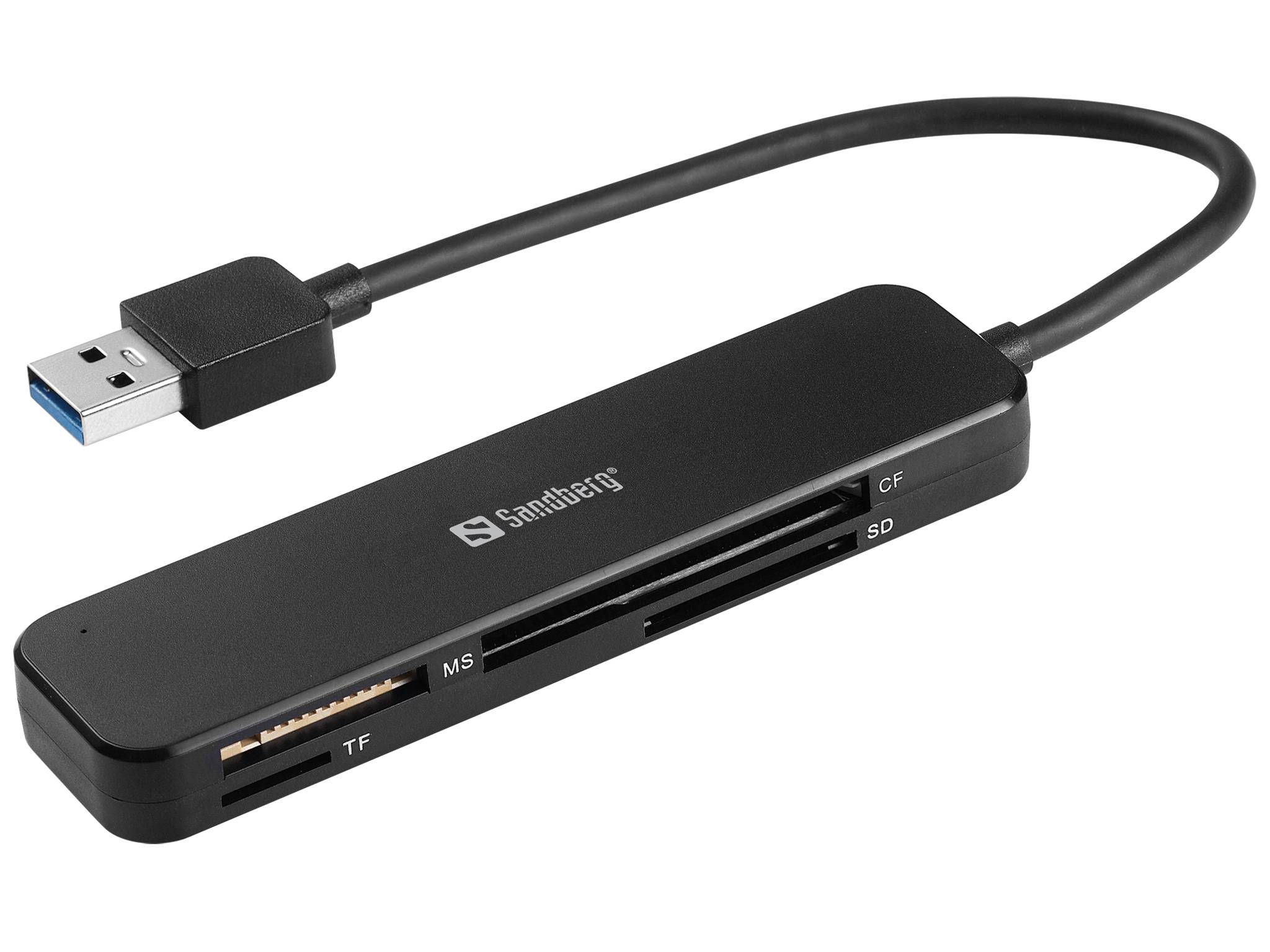 USB-Kartenleser mit Steckplätzen für TF-, MS-, CF- und SD-Speicherkarten