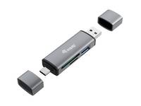 Equip Kartenleser mit USB 3.0-Hub - OTG - MicroSD (TransFlash) - MicroSDHC - SD - SDHC - Grau - CE & RoHS - USB 3.2 Gen 1 (3.1 Gen 1) Type-A/Type-C