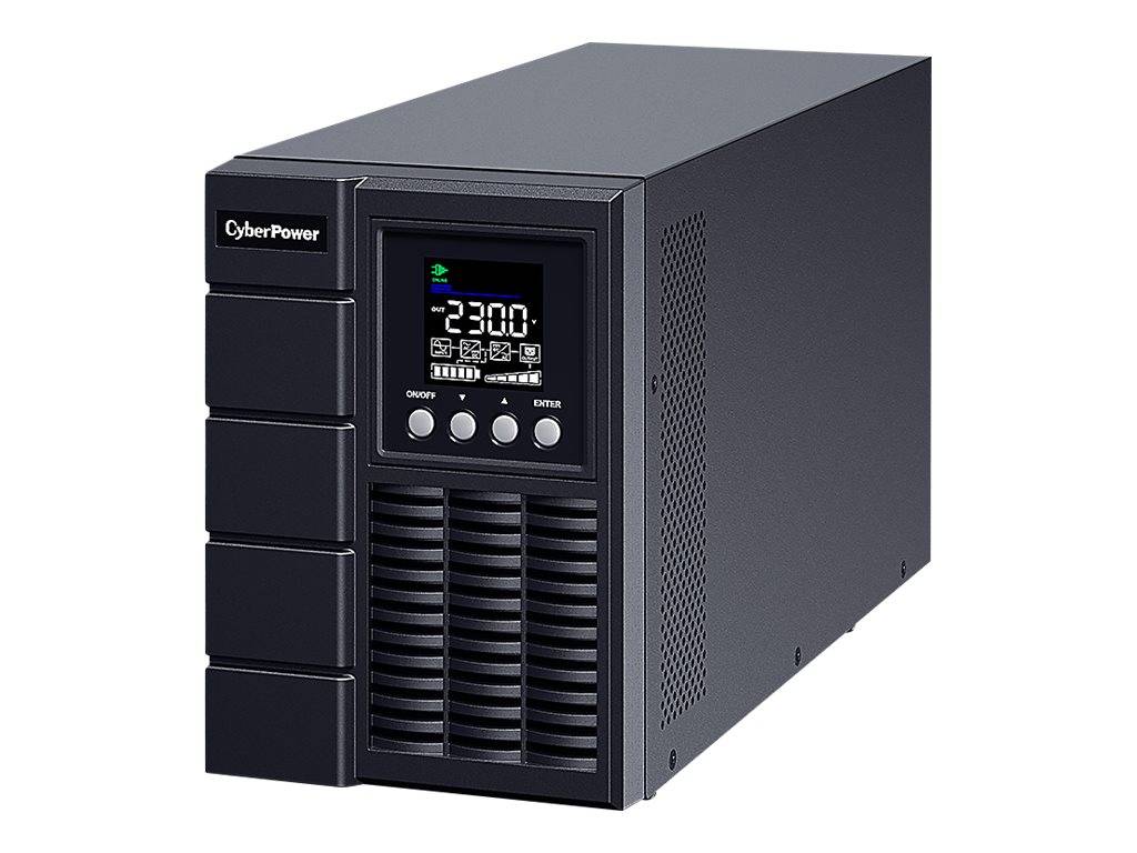CyberPower Unterbrechungsfreie Stromversorgung (USV) Turm mit Frontanzeige zeigt 2300, Steuerungstasten und Belüftungsgitter.