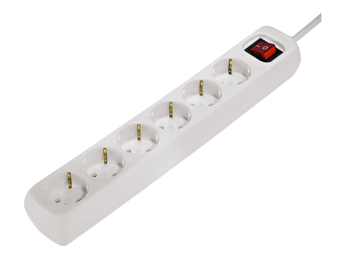 Hama Distribution Panel 6-Way 45° with Switch - Steckdosenleiste - Wechselstrom 230 V - Ausgangsanschlüsse: 6 - 1.4 m Schnur - weiß (Packung mit 15