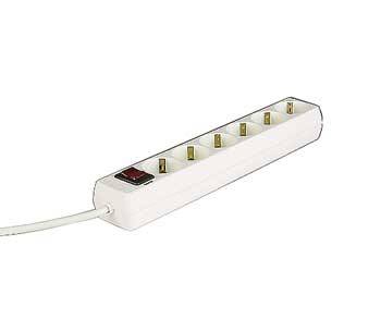 Hama Distribution Panel 6-Way 45° with Switch - Steckdosenleiste - Wechselstrom 230 V - Ausgangsanschlüsse: 6 - 1.4 m Schnur - weiß (Packung mit 15