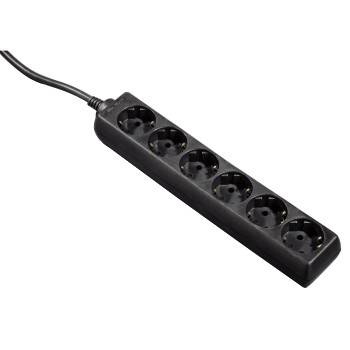 Hama Distribution Panel 6-Way 45° - Steckdosenleiste - Wechselstrom 230 V - Ausgangsanschlüsse: 6 - 1.4 m Schnur - Schwarz (Packung mit 15)
