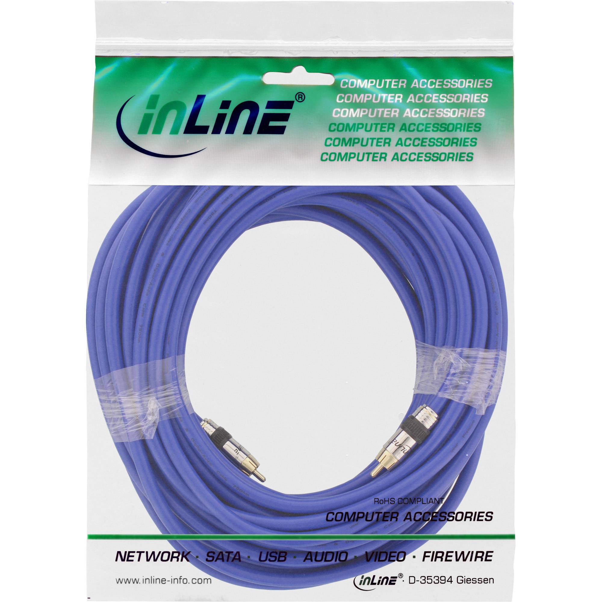 INLINE - Cinch Kabel VIDEO & digital AUDIO - PREMIUM - 1x Cinch St / St - 15m