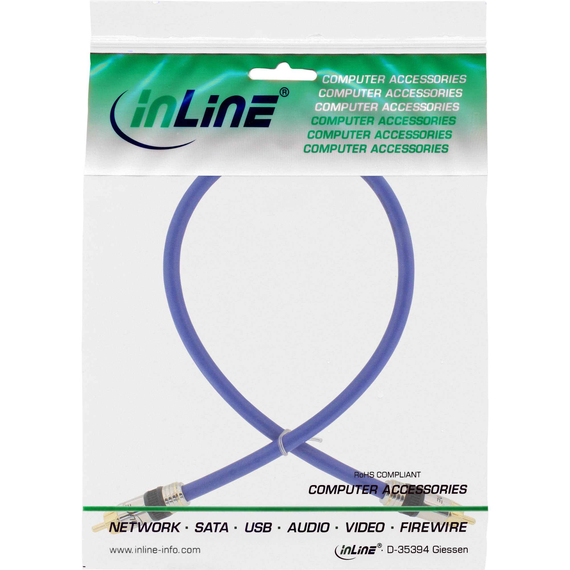 INLINE - Cinch Kabel VIDEO & digital AUDIO - PREMIUM - 1x Cinch St / St - 0,5m