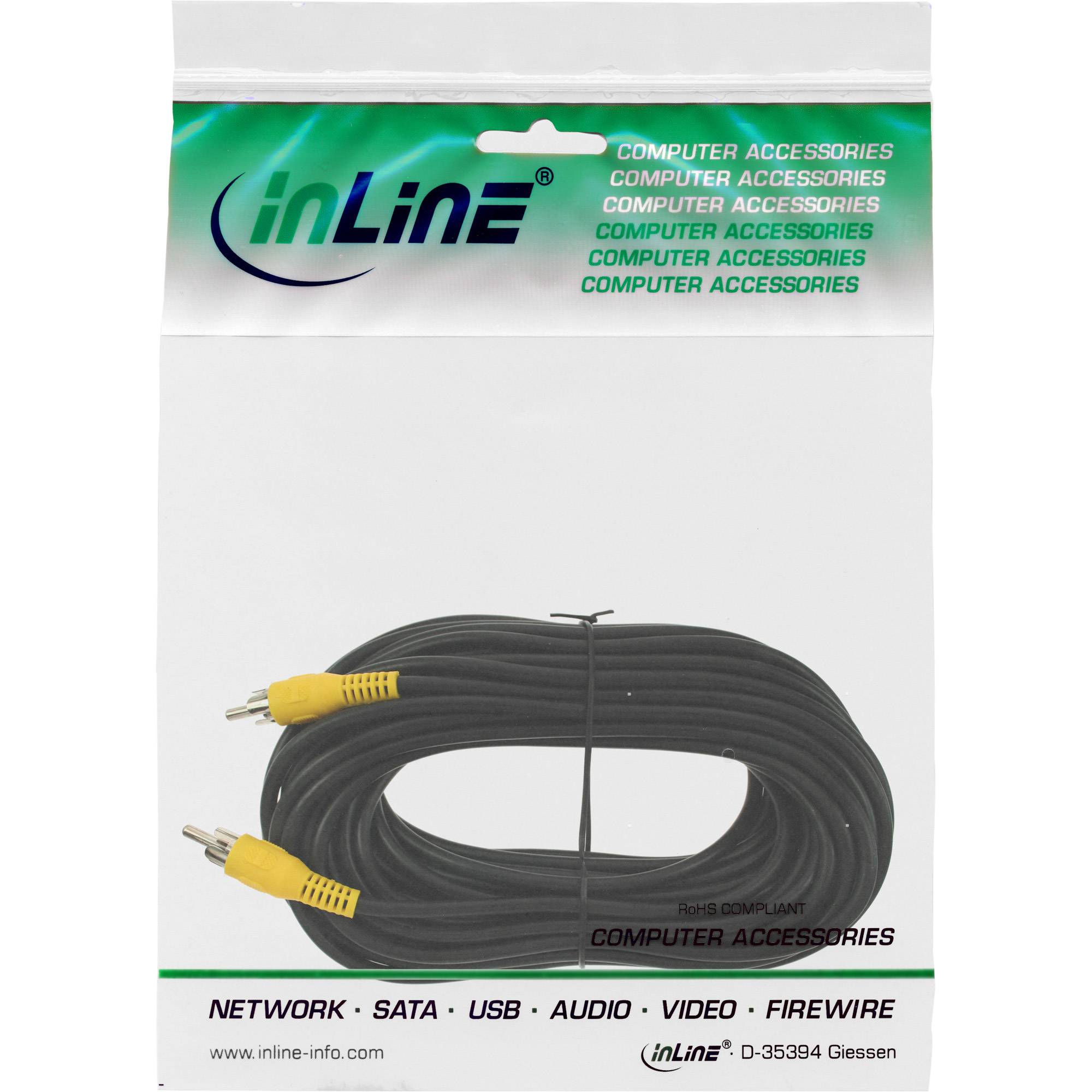 INLINE - Cinch Kabel - Video - 1x Cinch Stecker / Stecker - Steckerfarbe gelb - 10m