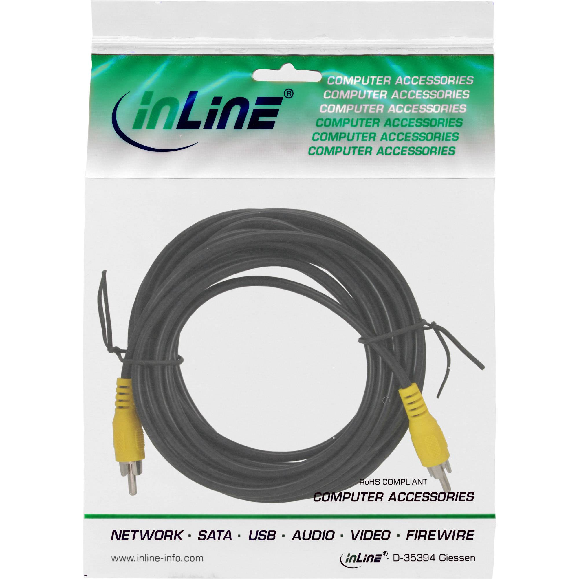 INLINE - Cinch Kabel - Video - 1x Cinch Stecker / Stecker - Steckerfarbe gelb - 3m