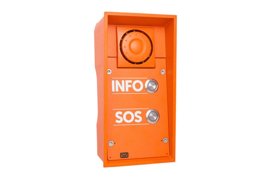 2N IP Safety 2Button INFO/SOS, Netzwerk Türstation, zwei Ruf Tasten, 10W Lautsprecher, mit INFO- und SOS-Labels