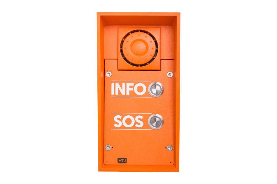 2N IP Safety 2Button INFO/SOS, Netzwerk Türstation, zwei Ruf Tasten, 10W Lautsprecher, mit INFO- und SOS-Labels