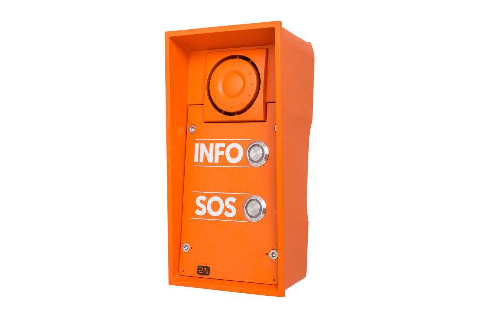 2N IP Safety 2Button INFO/SOS, Netzwerk Türstation, zwei Ruf Tasten, 10W Lautsprecher, mit INFO- und SOS-Labels