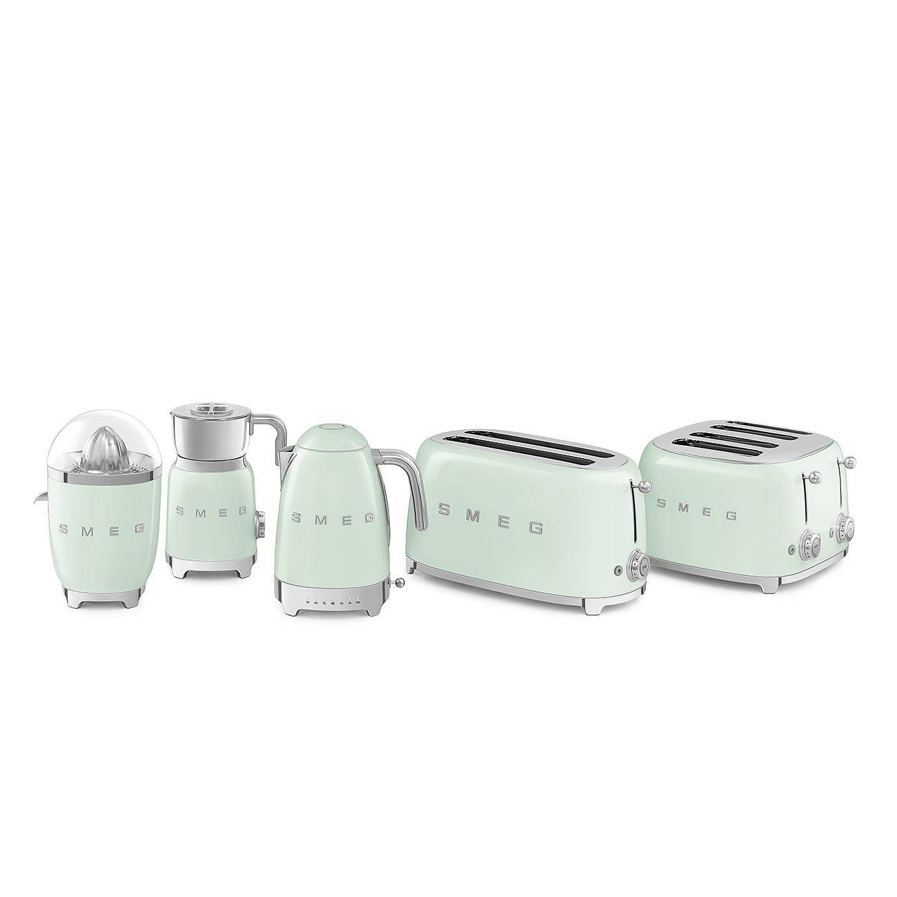 Smeg KLF04PGEU, 1,7 l, 2400 W, Grün, Kunststoff, Edelstahl, Regelbare Temperatur, Wasserstandsanzeige