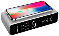 Gembird DAC-WPC-01-S, Digitaler Wecker, Rechteck, Silber, iPhone X/XS/XR, iPhone 8, Galaxy S8/S7/S6, LCD