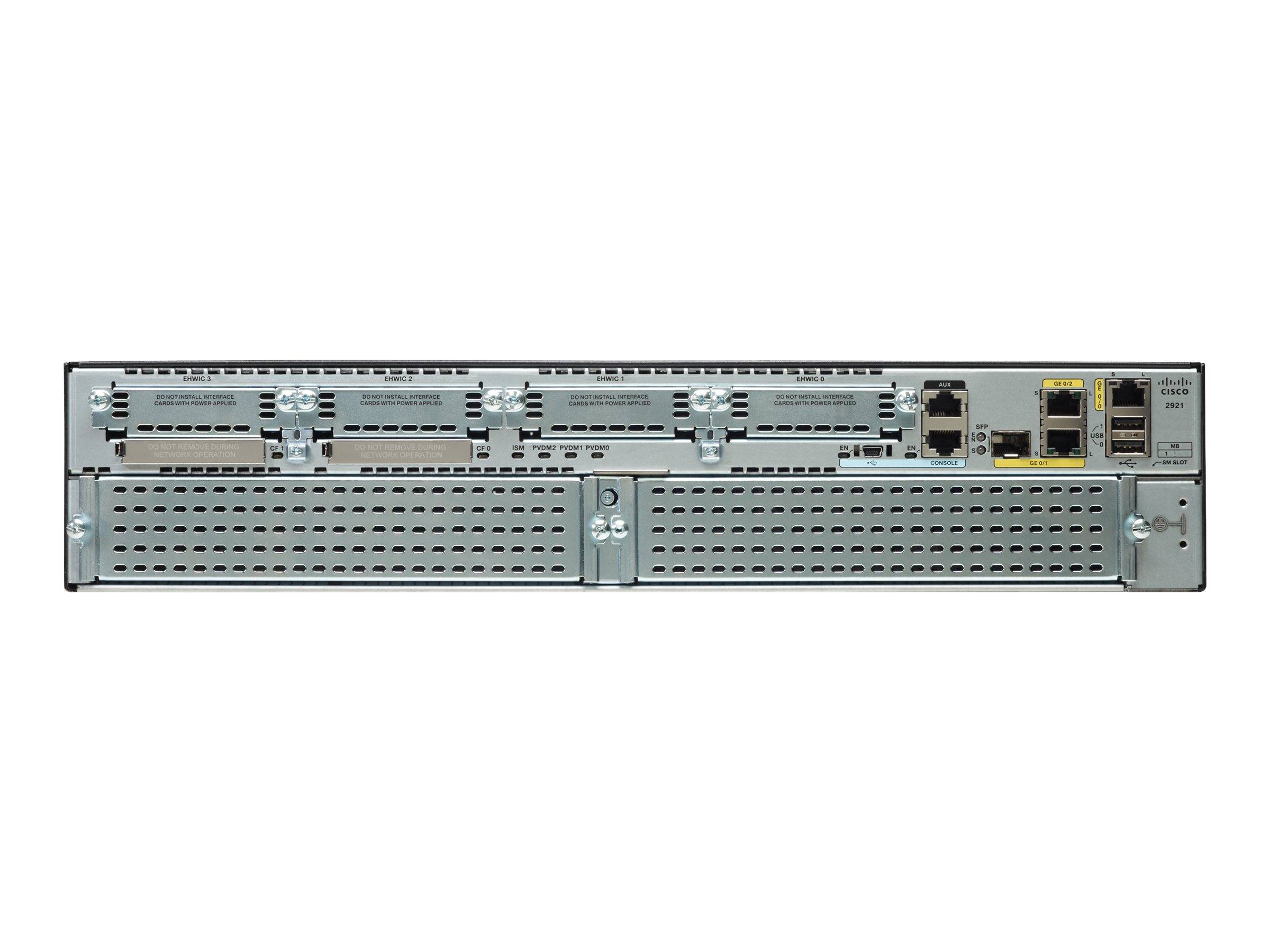 Rückansicht eines in einem Rack montierten Cisco-Netzwerk-Switch/Router mit mehreren Ethernet-Anschlüssen und Stromversorgungs-/Lüftermodulen.