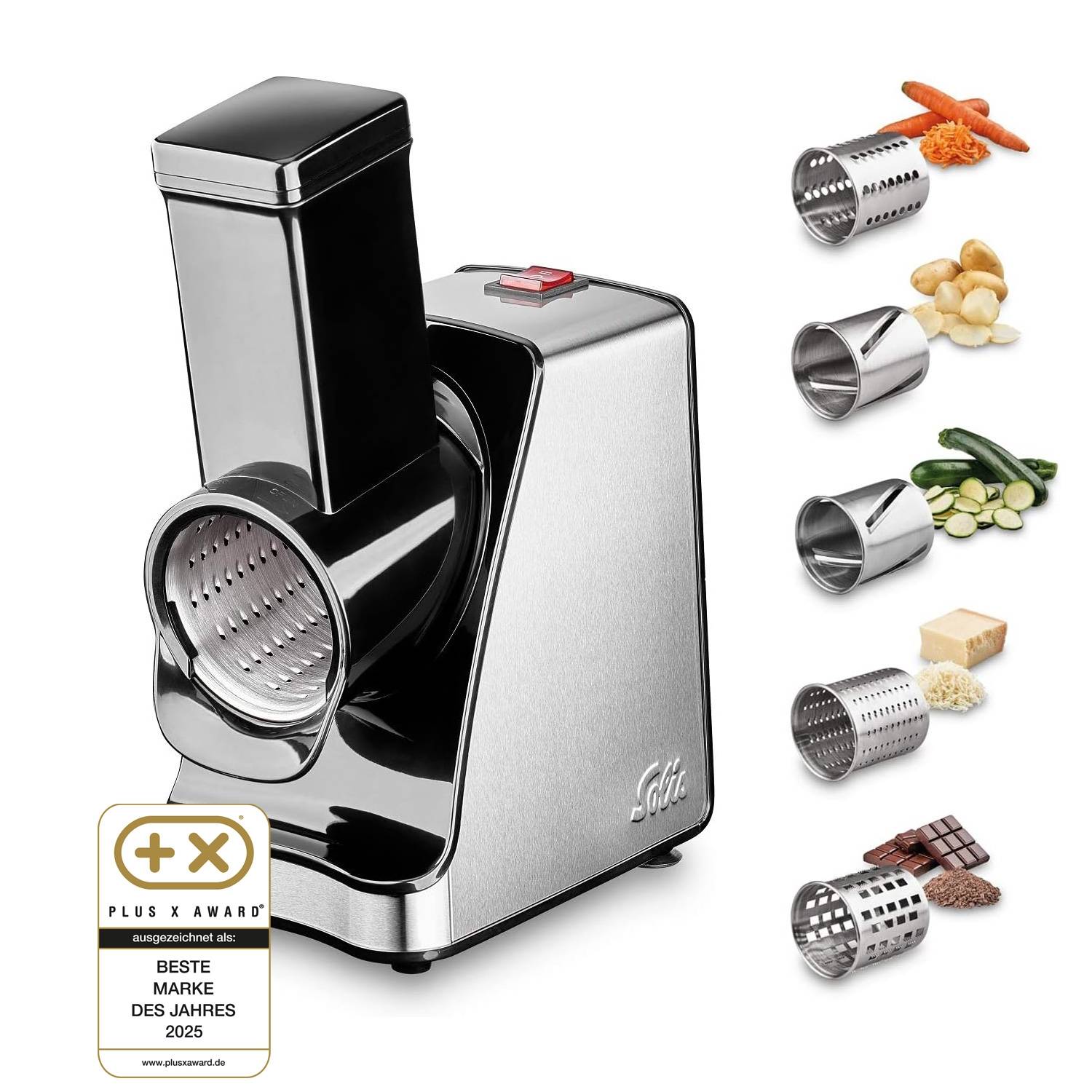 Solis Zerkleinerer 350 W, 5 Schneidetrommeln, Reiben, raspeln, schneiden, mahlen