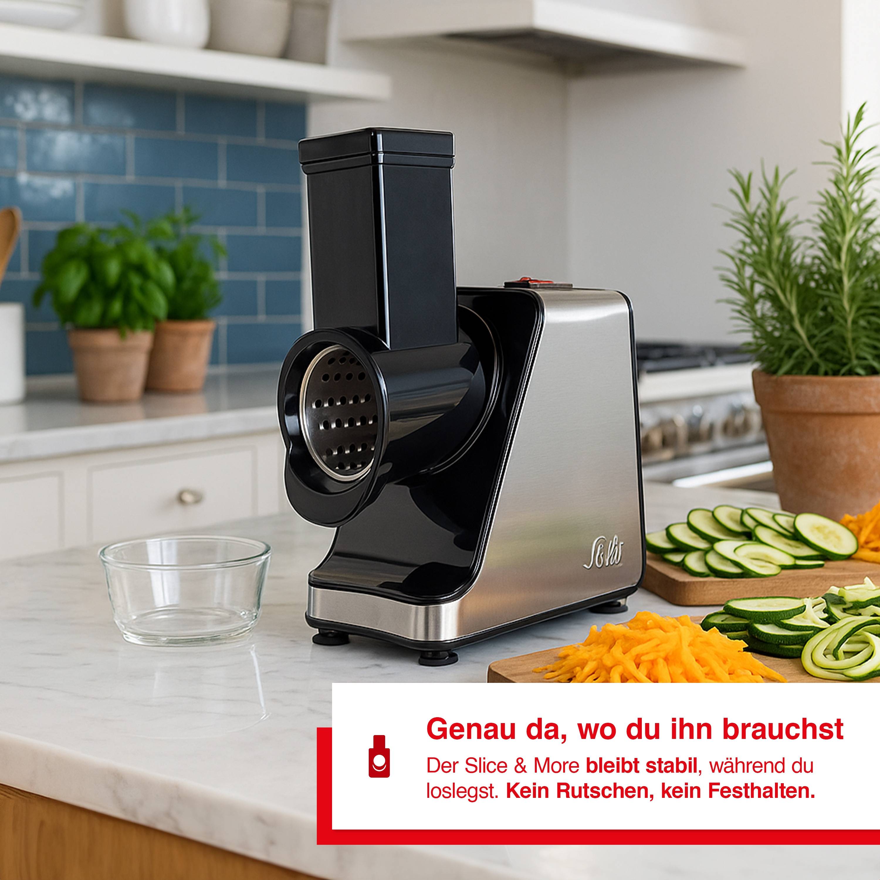 Solis Zerkleinerer 350 W, 5 Schneidetrommeln, Reiben, raspeln, schneiden, mahlen