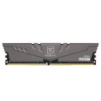 Grau T-Create DDR4 Speicher-RAM-Modul von vorne auf weißem Hintergrund dargestellt.