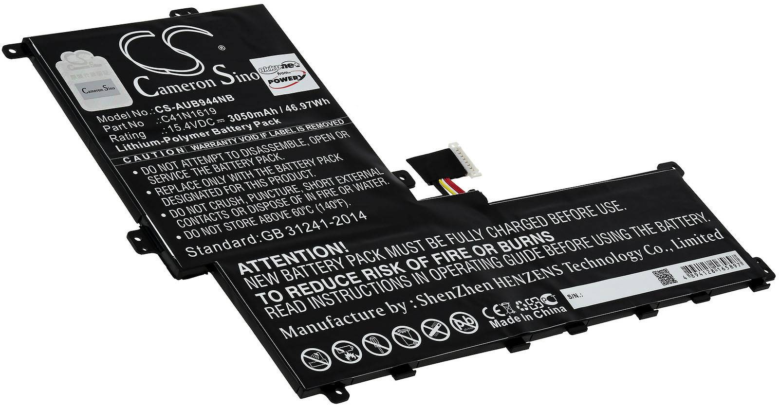 Powery Akku für Laptop Asus Pro B9440FA-GV5820T, 15,4V, Li-Ion