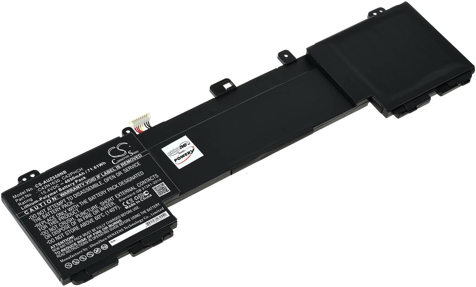 Powery Akku für Laptop Asus ZenBook Pro UX550VE-BO006T, 15,4V, Li-Polymer