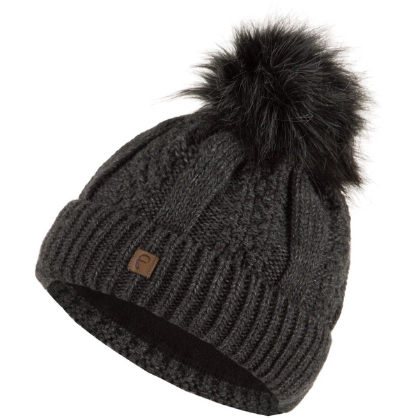 Faera Wintermütze warm gefüttert Kunstfell Bommel-Mütze Strickmuster Fleece-Futter Damen Herren One-Size Anthrazit Faera Wintermütze warm gefüttert Kunstfell Bommel-Mütze Strickmuster Fleece-Futter Damen Herren One-Size Anthrazit