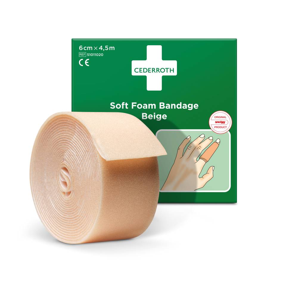 CEDERROTH Soft Foam Bandage,elastisch,beige,Polyurethanschaum,selbstklebend,6cm,4,5m