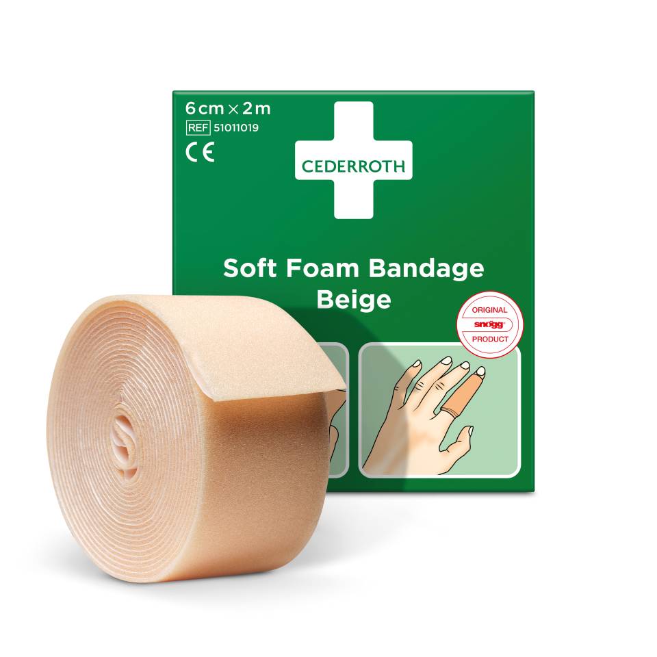 CEDERROTH Soft Foam Bandage, elastisch, beige, Polyurethanschaum, 6cm, 2m