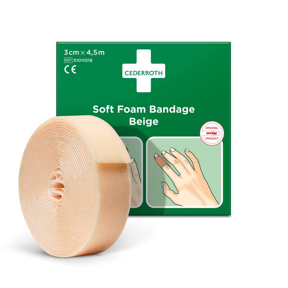 CEDERROTH Soft Foam Bandage Finger/Zeh,beige,Polyurethanschaum,selbstkl,3cm,4,5m