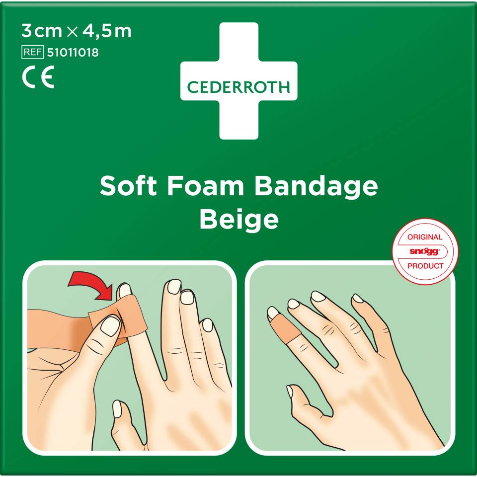 CEDERROTH Soft Foam Bandage Finger/Zeh,beige,Polyurethanschaum,selbstkl,3cm,4,5m