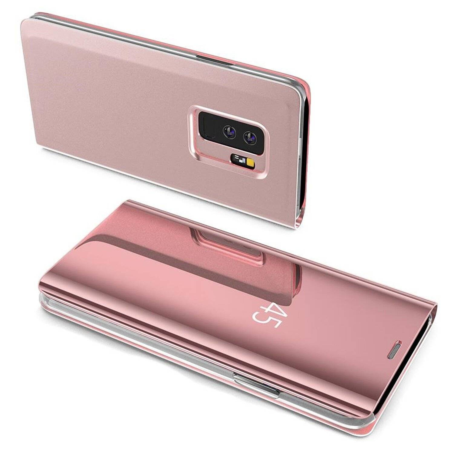 cofi1453® Smart View Spiegel Mirror Smart Cover Schale Etui kompatibel mit Samsung Galaxy S22 (SM-S901B) Rosa