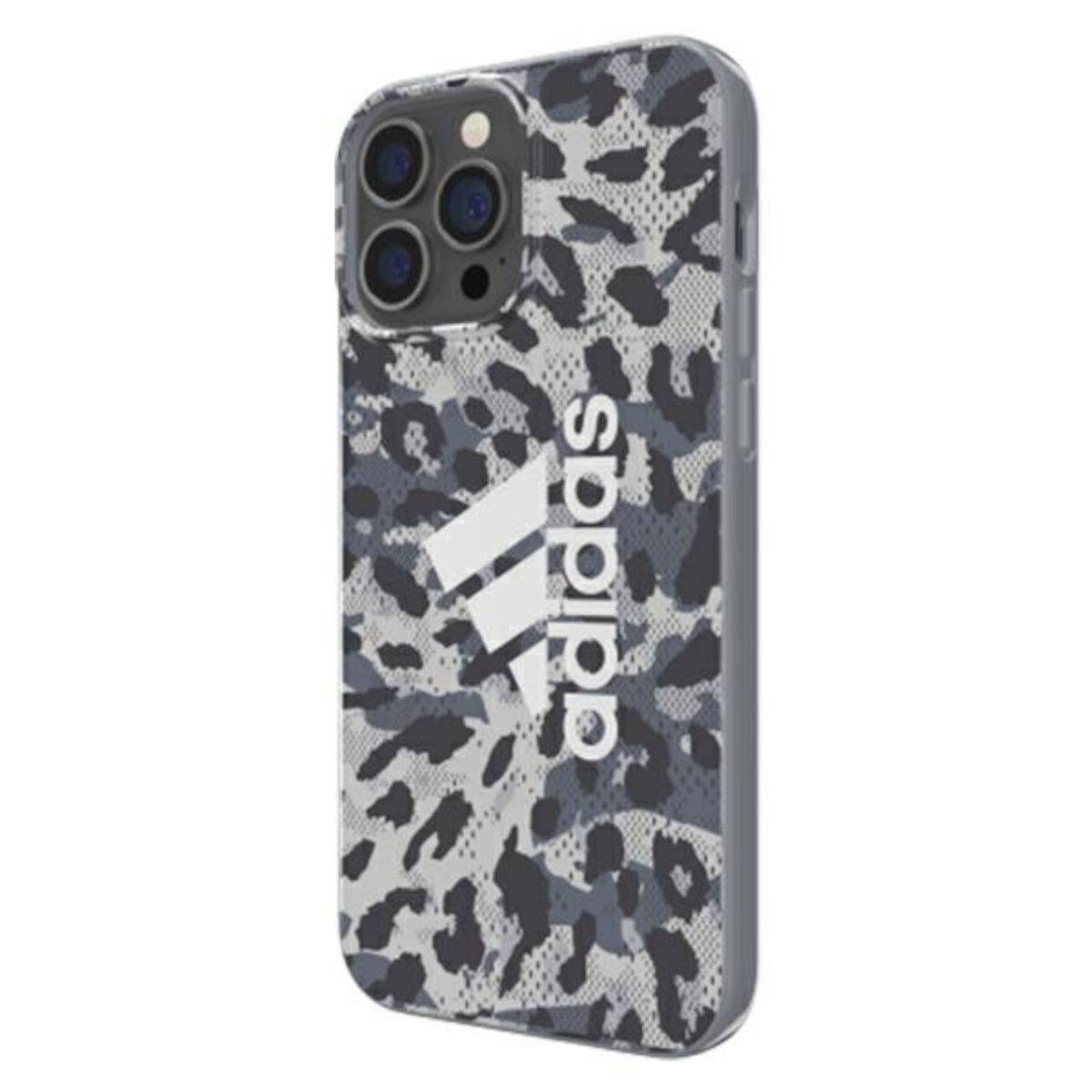 Adidas Leopard Collection Snap Case Hardcase Hülle Cover für Apple iPhone 13 Pro Max Grau