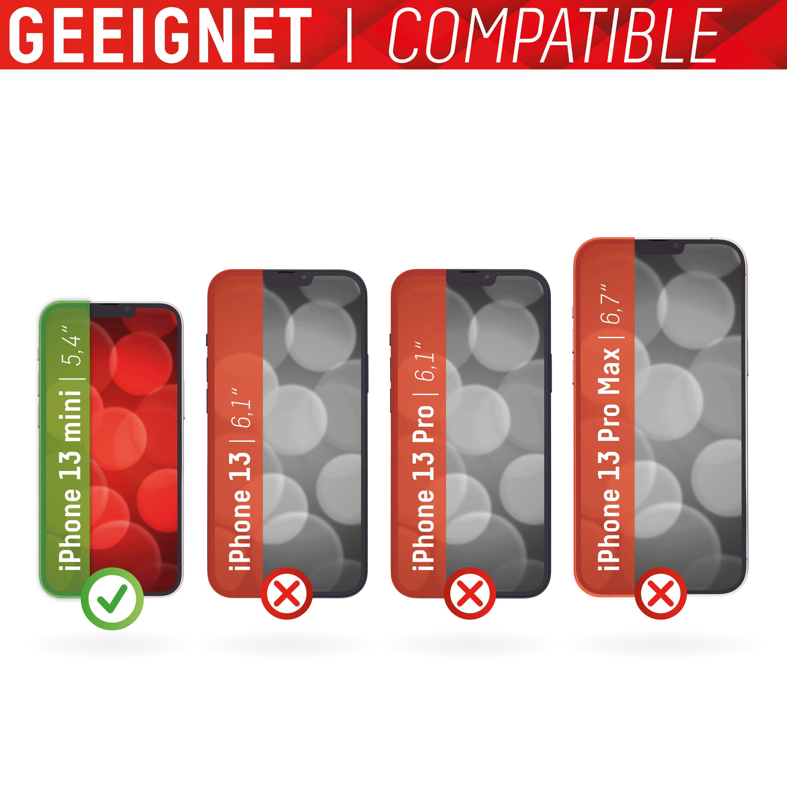 Real Glass, 2D Panzerglas + Handyhülle für Apple iPhone 13 mini