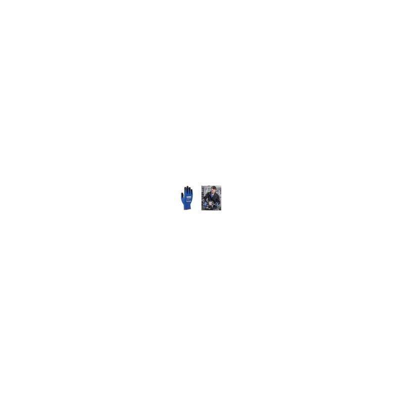 Blaues Handschuh-Symbol neben einem kleinen Foto eines Soldaten in Camouflage-Uniform, der eine Waffe hält.
