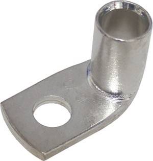 Eine metallische Kabelöse mit einem zylindrischen Ende und einer flachen Befestigungsplatte, die ein rundes Loch zum Befestigen an einer Oberfläche oder zum Verbinden aufweist.