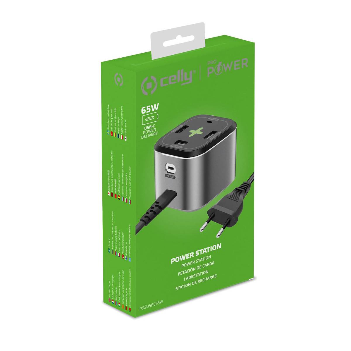 CELLY GAN Wandladegerät 65 W 2xUSB-C 1 USB-A